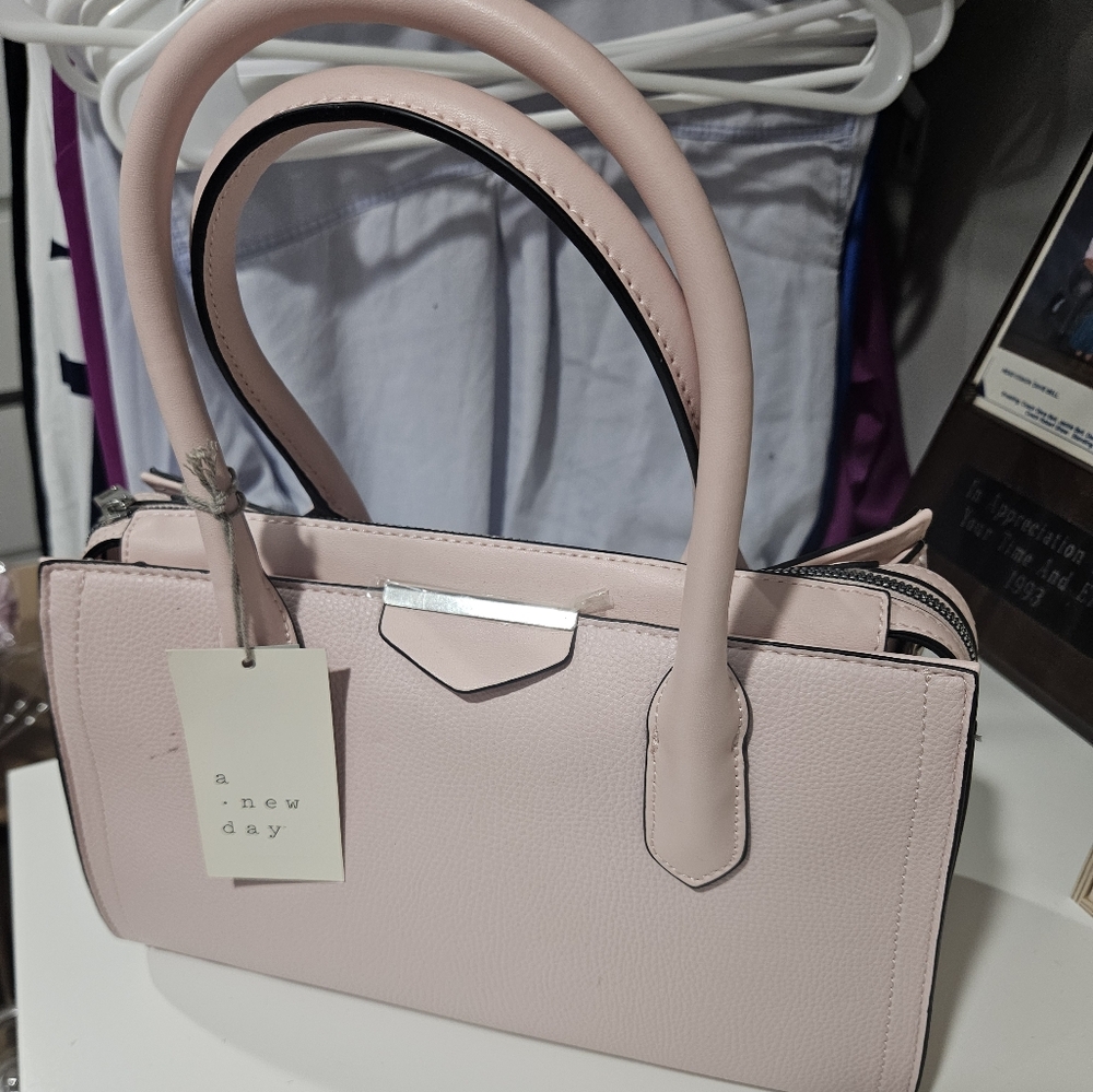 Soft Pink Hand Bag with Shoulder Strap